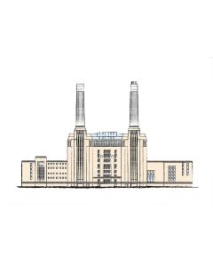 Battersea Power Station Card CREAM SKETCHY